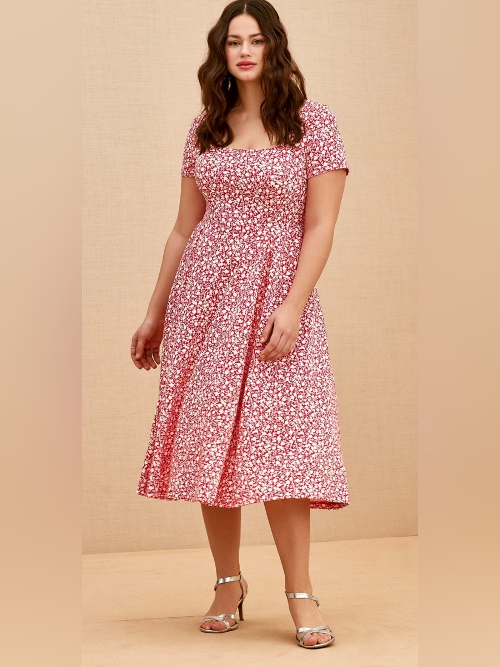 Torrid Fuchsia Pink Floral Scuba Knit Midi Dress Size 0
